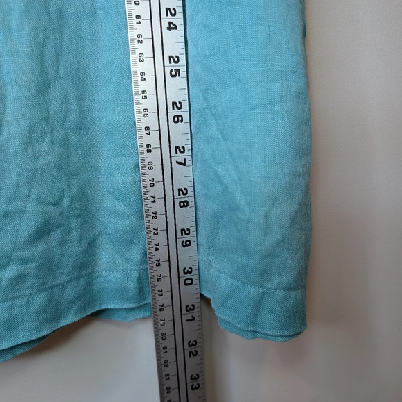 J Jill Size M Pintuck  Pleat Tunic Top Half Sleeve 100% Linen Shirt Blouse Long - Picture 8 of 9